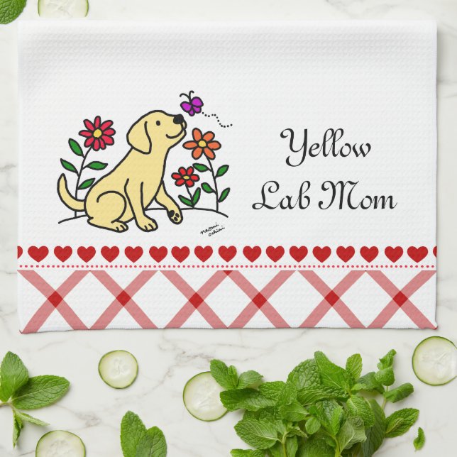 Linge De Cuisine Bande dessinée jaune de Kawaii Labrador (Plié)