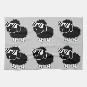 Linge De Cuisine Bande dessinée mignonne de moutons noirs
