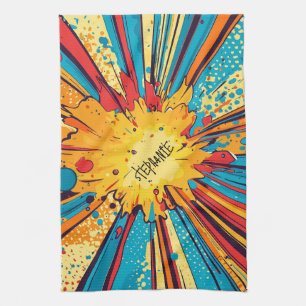 Linge De Cuisine Bande dessinée rétro Explosion jaune Pop Art