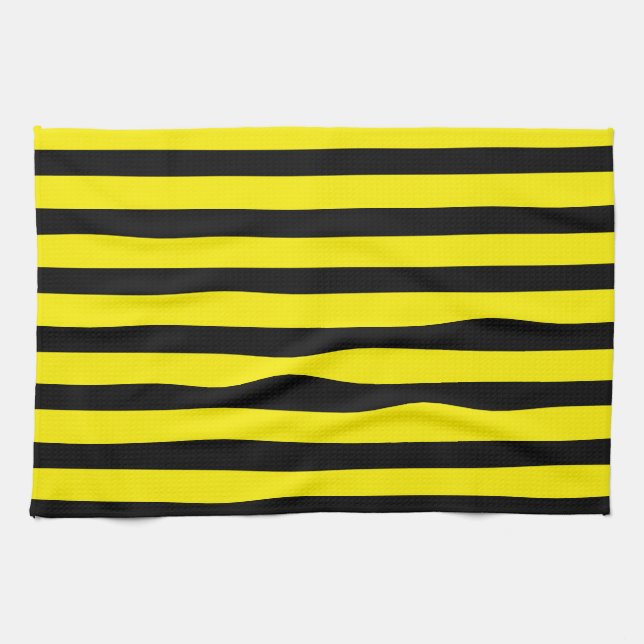 Linge De Cuisine Bande jaune et noire (Horizontal)