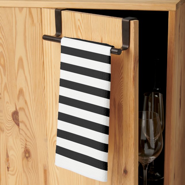 Linge De Cuisine Bande noire et blanche (Pliage en tiers)