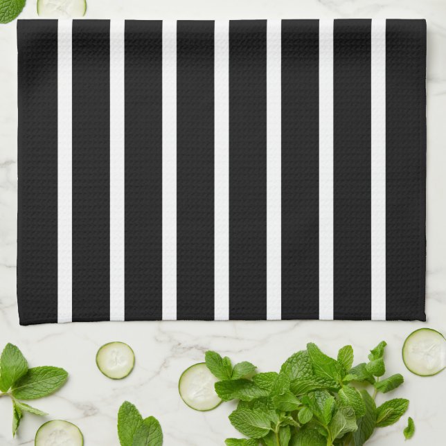 Linge De Cuisine Bande noire et blanche moderne (Plié)