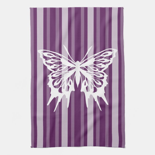 Linge De Cuisine Bande victorienne violette avec papillon (Vertical)