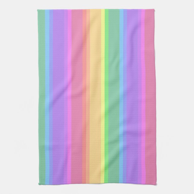 Linge De Cuisine Bandes arc-en-ciel pastel (Vertical)
