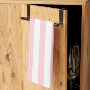 Linge De Cuisine Bandes blanches et roses millénaires