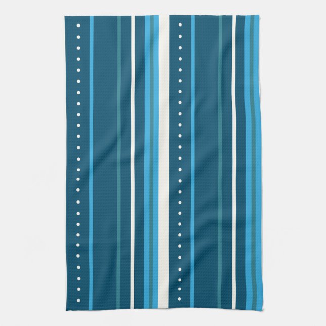 Linge De Cuisine bandes bleues multicolores (Vertical)