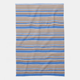 Linge De Cuisine Bandes Brown et bleues