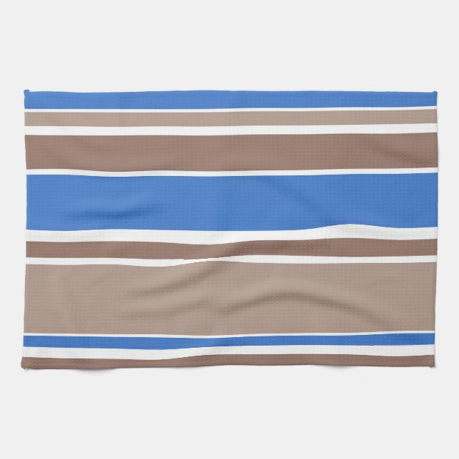 Linge De Cuisine Bandes Brown et bleues (Horizontal)