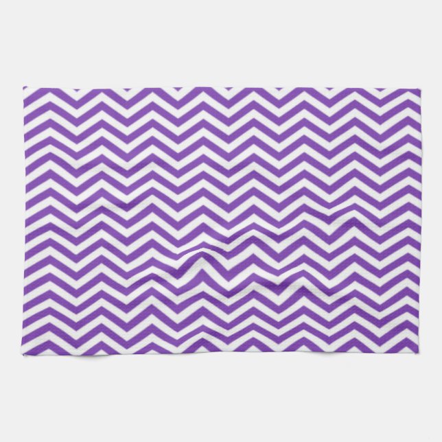 Linge De Cuisine Bandes Chevron Violet De Raisin (Horizontal)