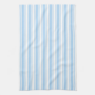 Linge De Cuisine Bandes de bonbons bleu pâle et blanc