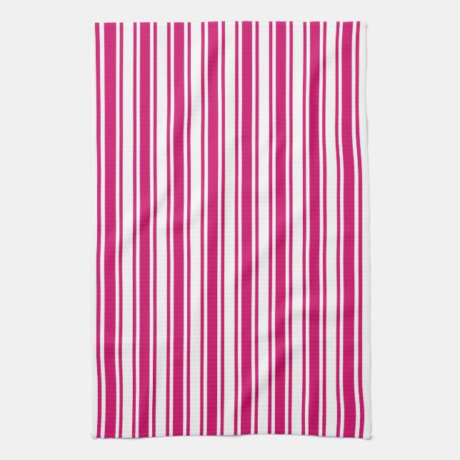 Linge De Cuisine Bandes de bonbons cerises et blanches (Vertical)