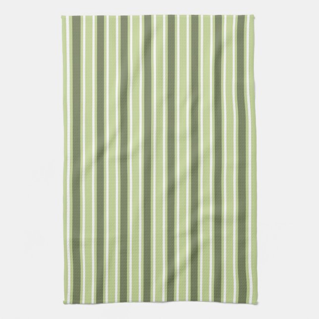 Linge De Cuisine Bandes de bonbons d'olive et blanc (Vertical)