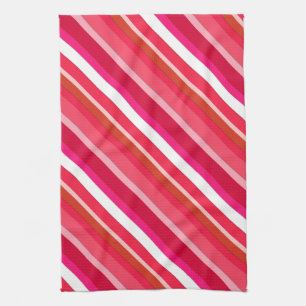 Linge De Cuisine Bandes de bonbons en couches - rouge, rose et blan