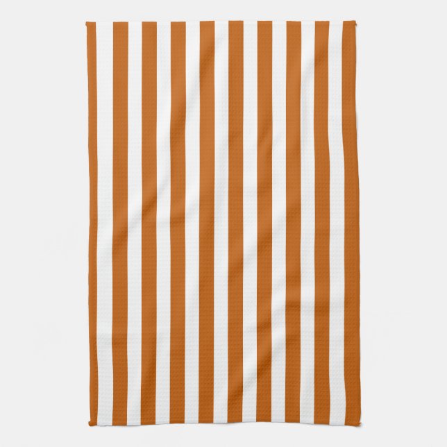 Linge De Cuisine Bandes de bonbons orange et blanc brûlés (Vertical)