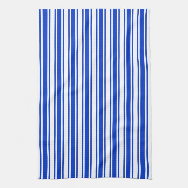 Linge De Cuisine Bandes de bonbons royales bleues et blanches (Vertical)