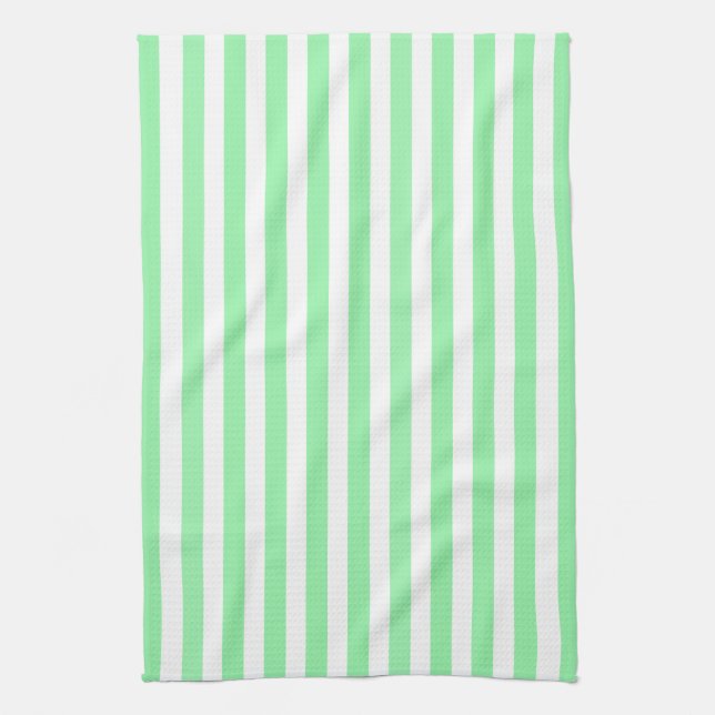 Linge De Cuisine Bandes de bonbons vert clair (Vertical)