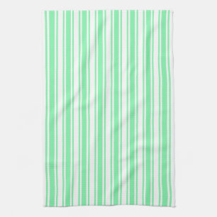 Linge De Cuisine Bandes de bonbons vert et blanc pastel