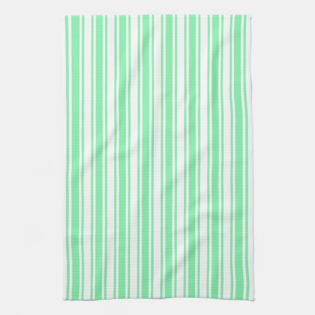 Linge De Cuisine Bandes de bonbons vert et blanc pastel (Vertical)