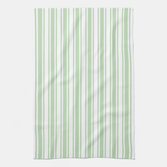 Linge De Cuisine Bandes de bonbons vert pâle et blanc (Vertical)