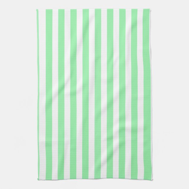 Linge De Cuisine Bandes de bonbons vertes et blanches (Vertical)