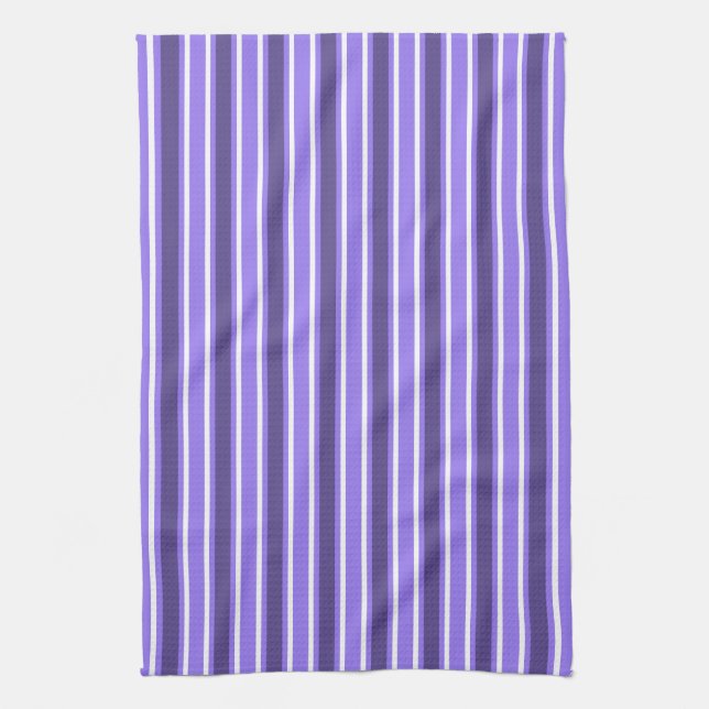 Linge De Cuisine Bandes de bonbons violettes et blanches (Vertical)