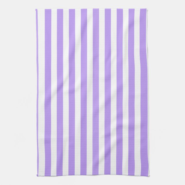 Linge De Cuisine Bandes de bonbons violettes et blanches (Vertical)