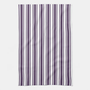 Linge De Cuisine Bandes de bonbons violettes foncées et blanches