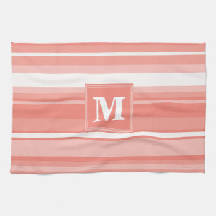 Linge De Cuisine Bandes de corail monogramme