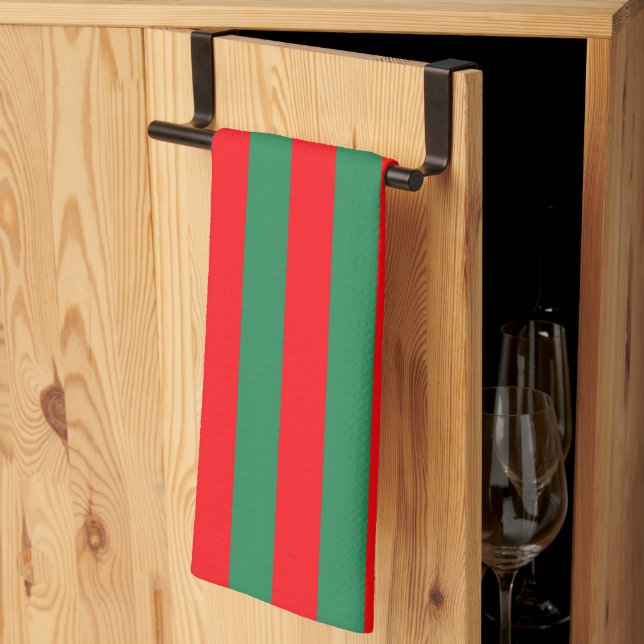 Linge De Cuisine Bandes de Noël classiques rouges et vertes (Pliage en tiers)