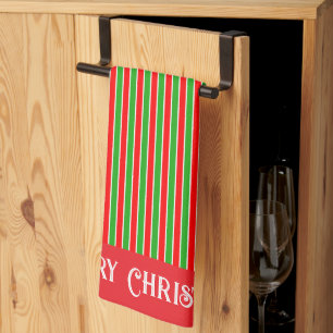 Linge De Cuisine Bandes de Noël rouges et vertes