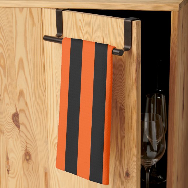 Linge De Cuisine Bandes d'Halloween noir et orange (Pliage en tiers)