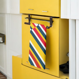 Linge De Cuisine Bandes diagonales multicolores