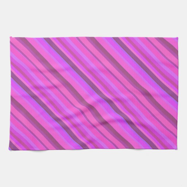 Linge De Cuisine Bandes diagonales roses (Horizontal)