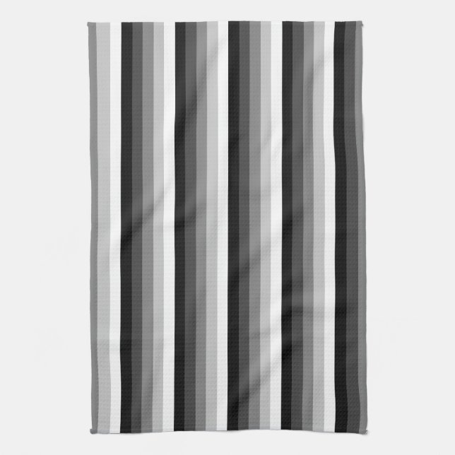 Linge De Cuisine Bandes d'ombre noir et blanc (Vertical)