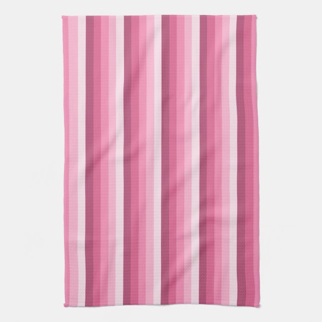 Linge De Cuisine Bandes d'ombre rose (Vertical)