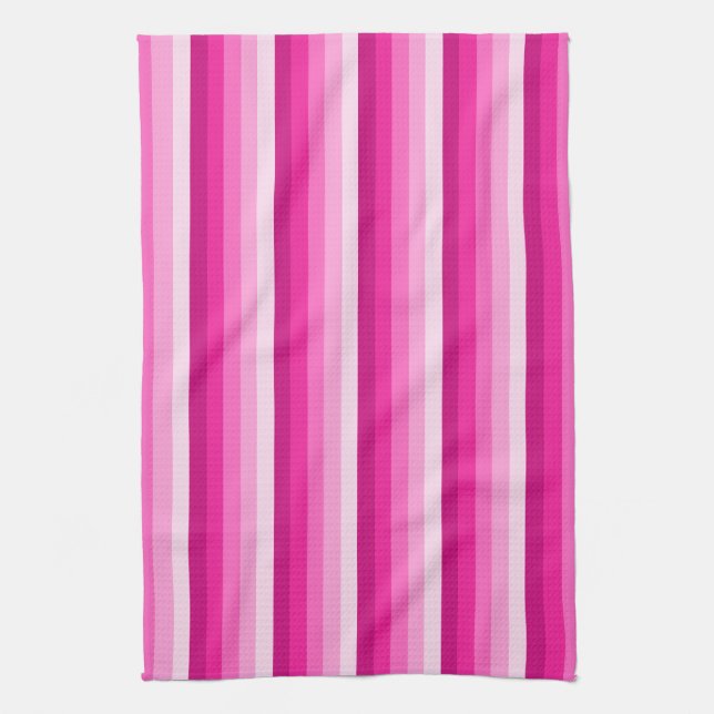 Linge De Cuisine Bandes d'ombre rose chaud (Vertical)