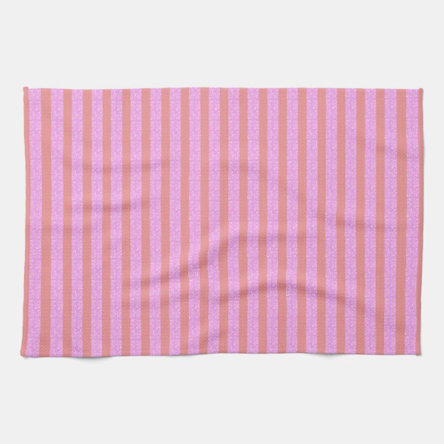 Linge De Cuisine Bandes géométriques roses (Horizontal)