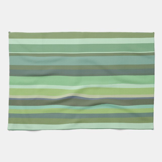 Linge De Cuisine Bandes horizontales vert olive (Horizontal)