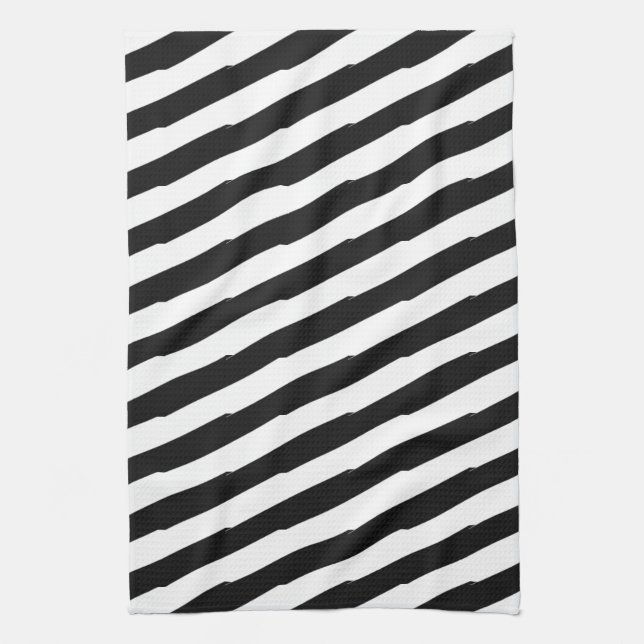Linge De Cuisine Bandes Noires Et Blanches (Vertical)