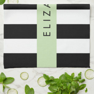 Linge De Cuisine Bandes noires et blanches, Gravées, Lignes, Votre