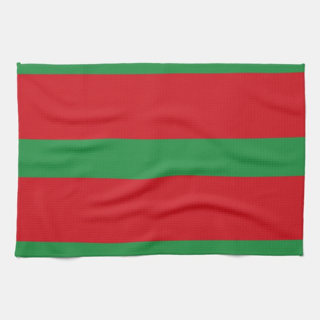 Linge De Cuisine Bandes rouges et vertes (Horizontal)