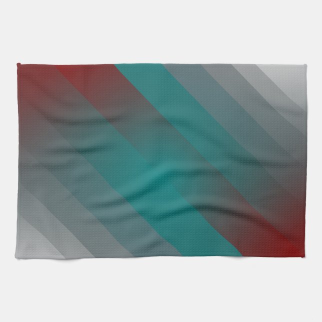 Linge De Cuisine Bandes turquoises de gris bordeaux (Horizontal)