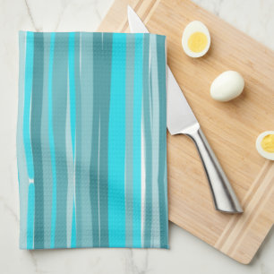 Linge De Cuisine Bandes turquoises verticales