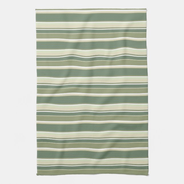 Linge De Cuisine Bandes vert olive (Vertical)