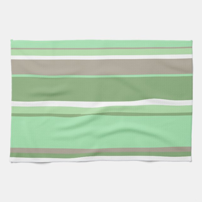 Linge De Cuisine Bandes vert pâle (Horizontal)