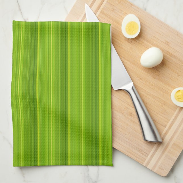 Linge De Cuisine Bandes Vertes (Quart Plié)