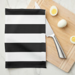 Linge De Cuisine Bandes Verticales Noires Et Blanches<br><div class="desc">Bandes verticales - motif rayé noir et blanc.</div>