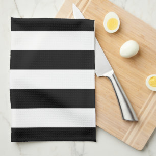 Linge De Cuisine Bandes Verticales Noires Et Blanches
