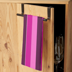 Linge De Cuisine Bandes violettes et roses