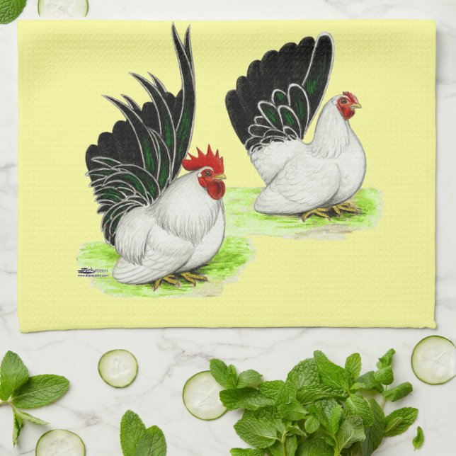 Linge De Cuisine Bantams noirs noirs japonais (Plié)